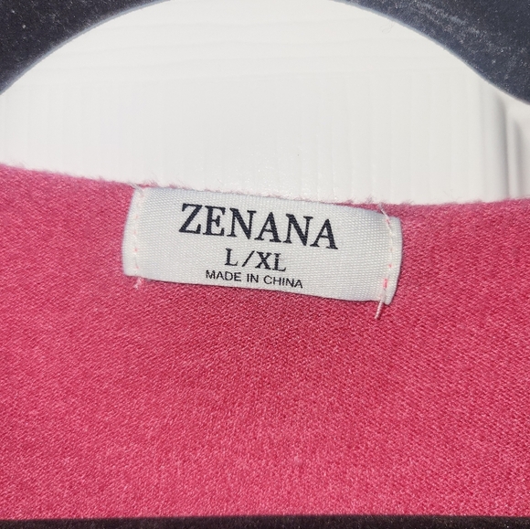 Zenana - Womens Fuschia Viscose V-Neck Sweater- Size L/XL - Picture 3 of 4
